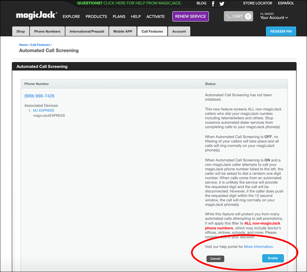  click the Enable button 